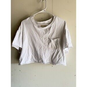 Free People Cropped Tee Womens White 100% Cotton Short Sleeve Top S